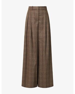 Twp Avery Check Brushed Wool Pants - Brown