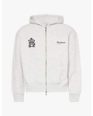 About Blank Dual Logo Zip Cotton Hoody - White