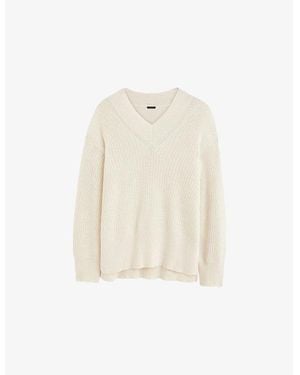 JOSEPH V-Neck Ribbed Linen-Blend Sweater - Natural