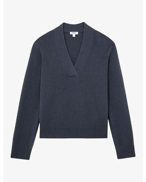 Reiss Blanche Shawl-Neck Cashmere Sweater - Blue