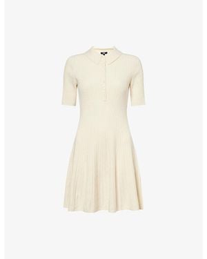 PAIGE Olie Collared Rib-Knit Mini Dress - Natural