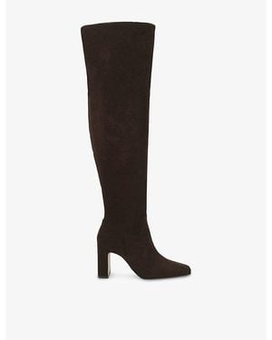 Steve Madden Fair Play Faux-Suede Heeled Knee-High Boots - Black