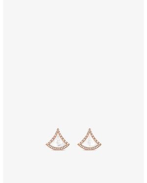 BVLGARI Divas' Dream 18Ct Rose- 0.1Ct Diamond And Mother-Of-Pearl Earrings - White