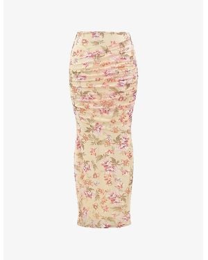 House Of Cb Cassidy Fluted-Hem Mesh Maxi Skirt - Natural