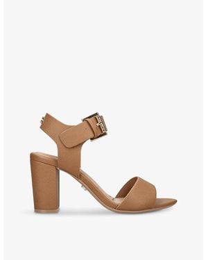 Carvela Kurt Geiger Sadie 2 Logo-Embellished Faux-Leather Heeled Sandals - Brown