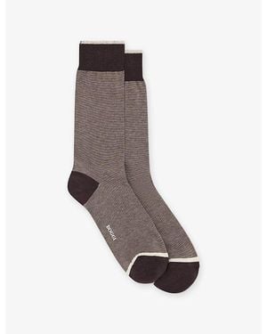 BOGGI Micro-Striped Cotton-Blend Crew Socks - Brown