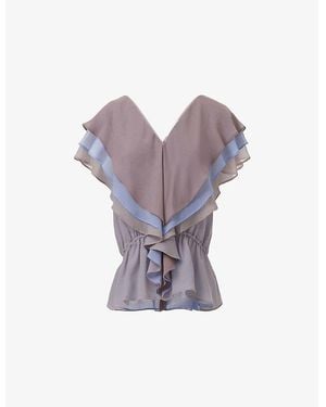 eem Layered Ruffle Woven Top - Purple