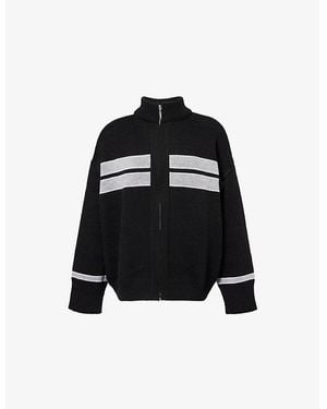 Sisters & Seekers Muffle Striped Knitted Cardigan - Black