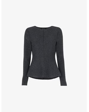 Whistles Peplum-Hem Slim-Fit Stretch Cotton-Blend Top - Black