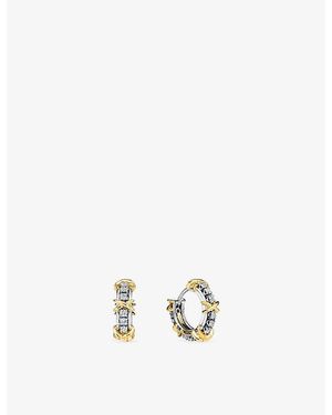 Tiffany & Co. Sixteen Stone By Tiffany Narrow Platinum, 18Ct And 0.60Ct Diamond Hoop Earrings - Metallic