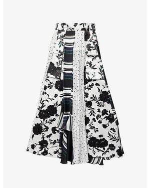Sacai Multi-Pattern Woven Midi Skirt - White