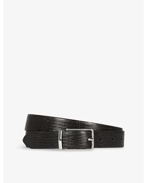 The Kooples Rectangular-Buckle Leather Belt - Black