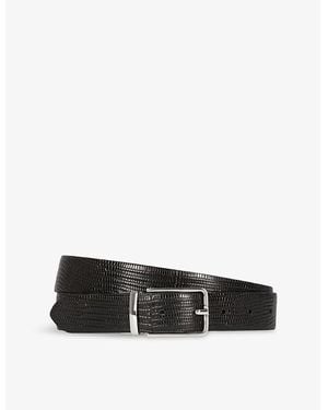 The Kooples Rectangular-Buckle Leather Belt - Black
