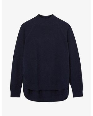 Reiss River Funnel-Neck Wool And Cashmere-Blend Sweater - Blue