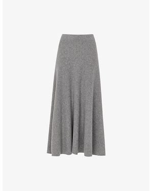 Whistles A-Line Knitted Wool Midi Skirt - Gray