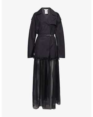 Nensi Dojaka Hybrid Notch-Lapels Cotton-Blend Trench Coat - Black