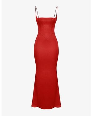 House Of Cb Olivette Corset Satin Maxi Dress - Red