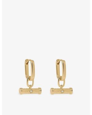 Astley Clarke X Laura Jackson T-Bar 18Ct-Plated 925 Sterling- And Sapphire Huggie Earrings - Metallic
