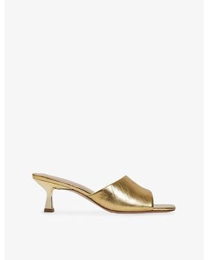 Sandro Heeled Metallic Leather Mules