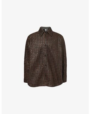 Bottega Veneta Relaxed-Fit Intrecciato Leather Shirt - Brown