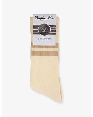Pantherella Spirit Socks Sports-Lux Cotton-Blend Crew Socks - Natural
