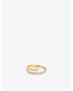 Astrid & Miyu Pavé Crystal Illusion 18Ct- Plated Sterling- And Cubic Zirconia Spiral Ring - Metallic