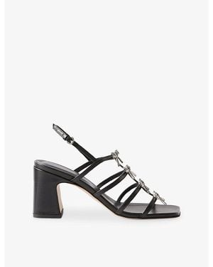 Claudie Pierlot Jewelled Leather Heeled Sandals - White