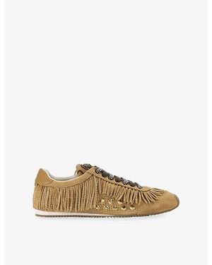 Kurt Geiger Islington Fringe Suede Trainers - Natural