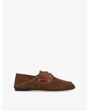 Sandro Lace-Up Suede Boat Shoes - Brown