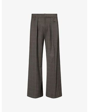 Simone Rocha Peeling-Waist Wide-Leg Wool-Blend Pants - Gray