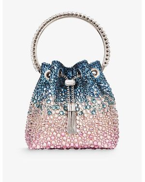 Jimmy Choo Bon Bon Gem-Embellished Woven Cross-Body Bag - Blue