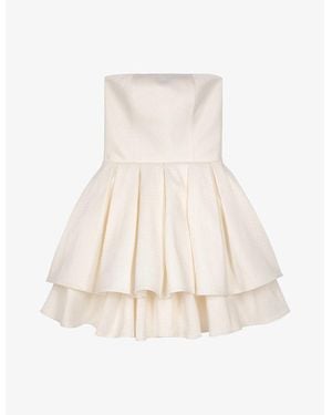 The Kooples Ruffle-Skirt Strapless Stretch-Woven Mini Dress - Natural