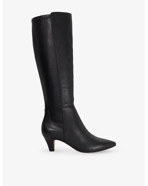 Dune Sera Comfort Leather Heeled Knee-High Boots - Black