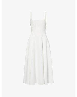 Odd Muse Square-Neck Woven Midi Dress - White
