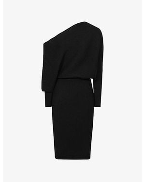 Reiss Lara Off-The-Shoulder Stretch-Knit Midi Dress - Black