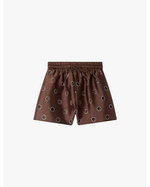 Sandro Embellished Tie-Waist Woven Shorts - Brown