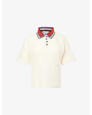 Siedres Leo Textured-Knit Cotton-Blend Polo Shirt - White