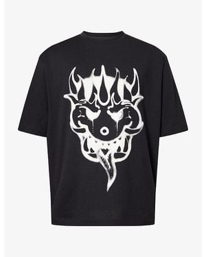 Y-3 Graphic-Print Short-Sleeve Cotton T-Shirt - Black