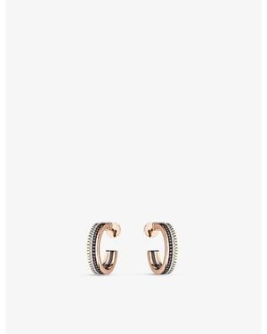 Boucheron Quatre Classique 18Ct- - Rose- And 0.28Ct Diamond Hoop Earrings - Metallic