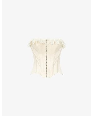 House Of Cb Idella Lace-Trim Satin Corset Top - White