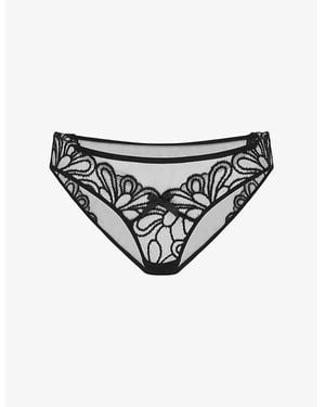 Agent Provocateur Nelle Embroidered Mesh Briefs - Black