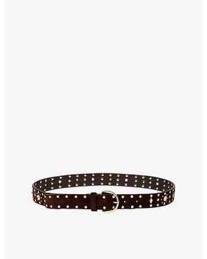 Sandro Stud-Embellished Suede Belt - Brown