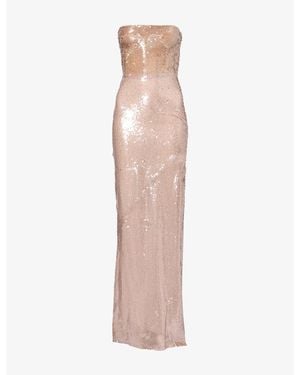 Galvan London Strapless Sequin-Embellished Gown - Pink