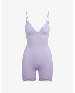 Skims Fits Everybody Triangle Lace Jersey Playsuit - Purple