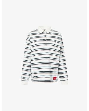 ADANOLA Varsity Oversized Striped Cotton Rugby Sweatshirt - White