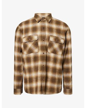 Austin Post Frontier Work Cotton And Linen Blend Shirt - Brown