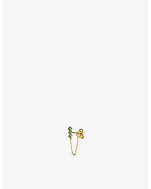MEJURI Trio Chain 14Ct- And Lab-Grown Emerald Single Stud Earring - White