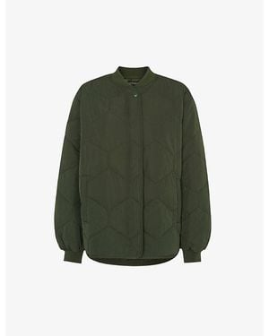 Whistles Ida Short Diamond-Quilted Coat - Green