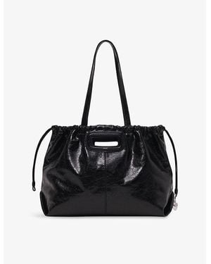 Maje Miss M Crackled-Leather Tote - Black