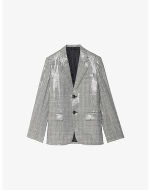 Zadig & Voltaire Vanille Sequin-Embellished Single-Breasted Stretch-Woven Blazer - Gray